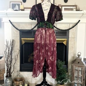Free People sheer duster with embroidered accents